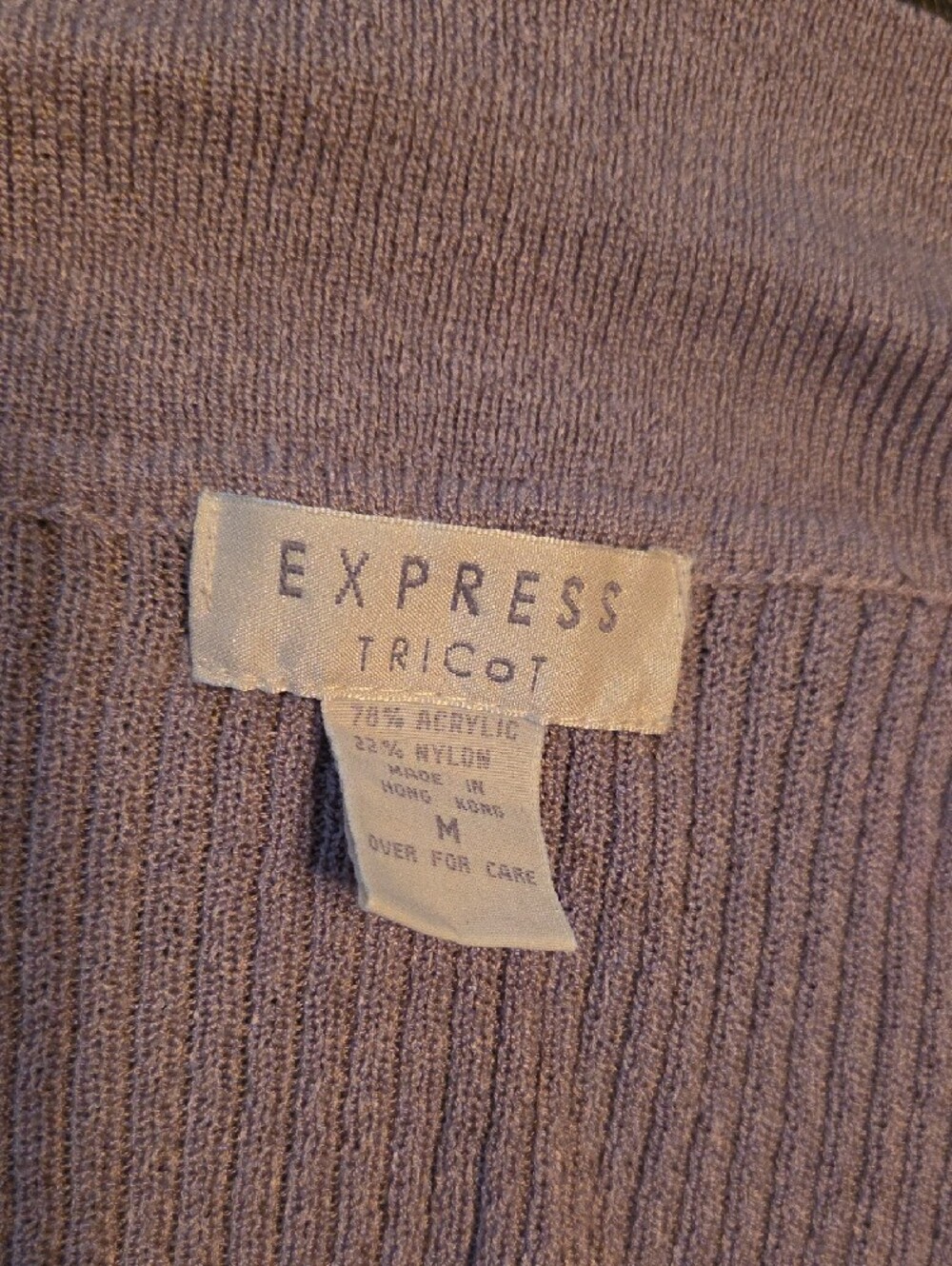 Express Lilac Ribbed Button-Front Cardigan - Picture 3 of 4